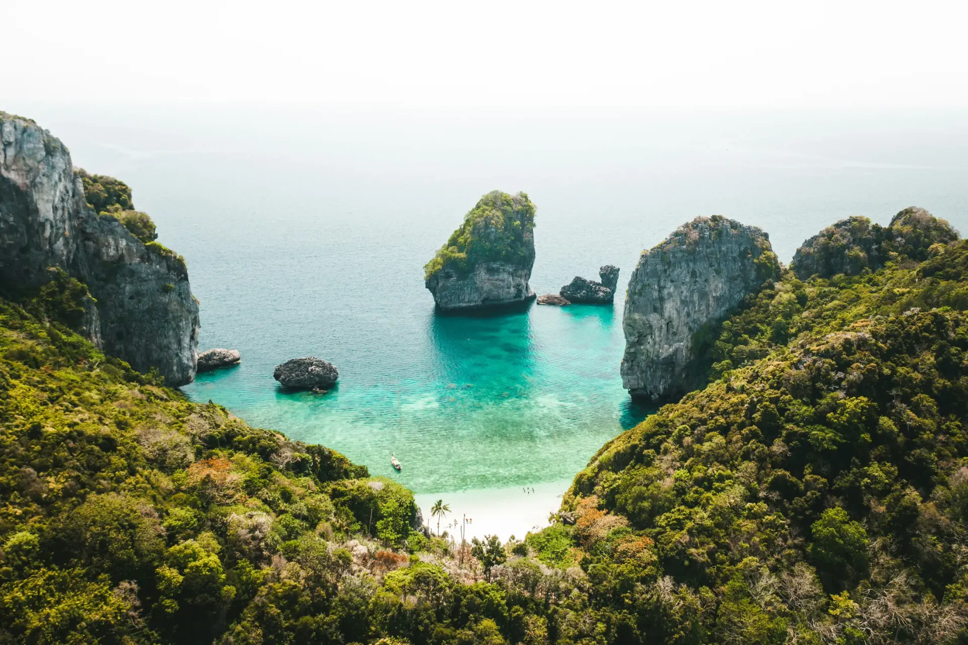 Limestone beach viewpoint in Thailand