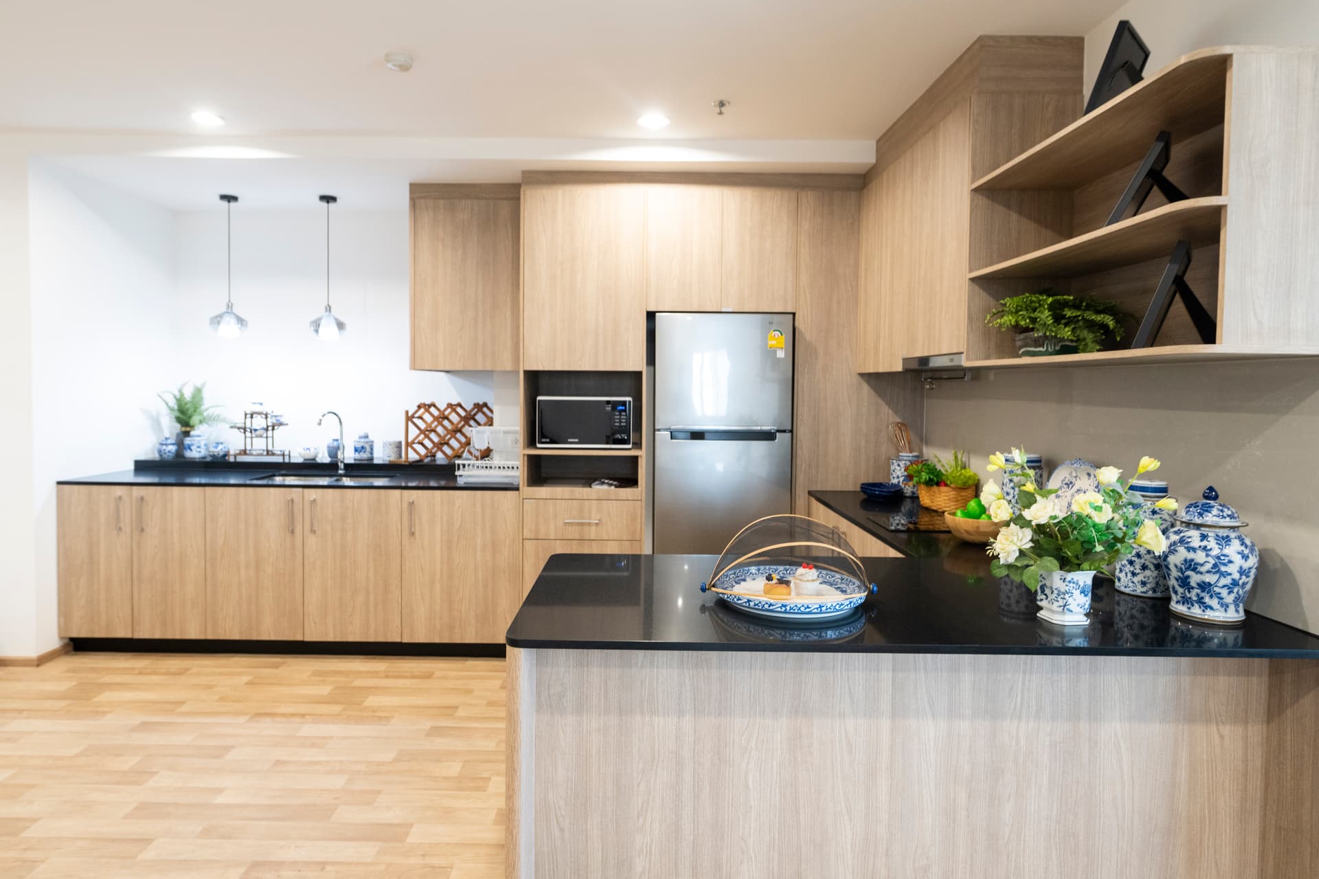 Open space kitchen in Bangkok apartment